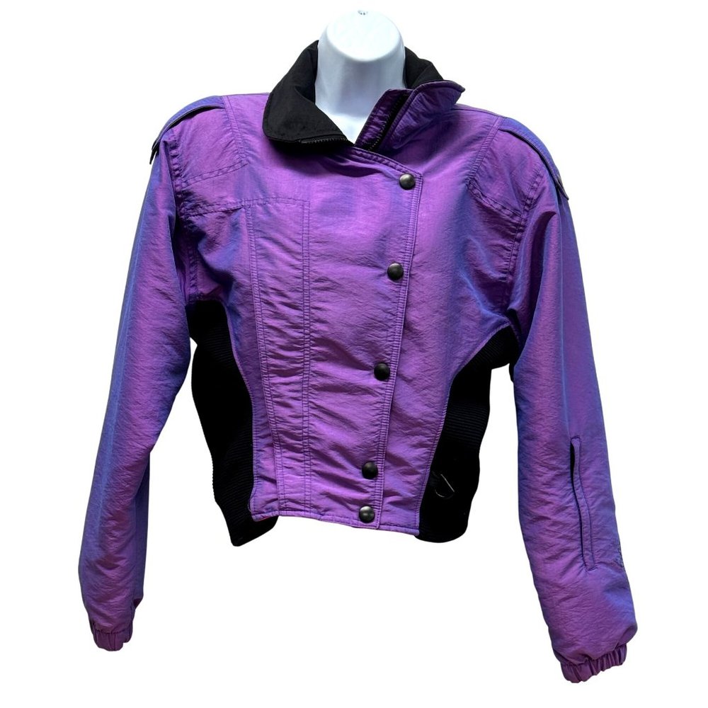 Nils Women Skiwear Ski Jacket Iridescent Purple Size 8 Fitted Pink Liner